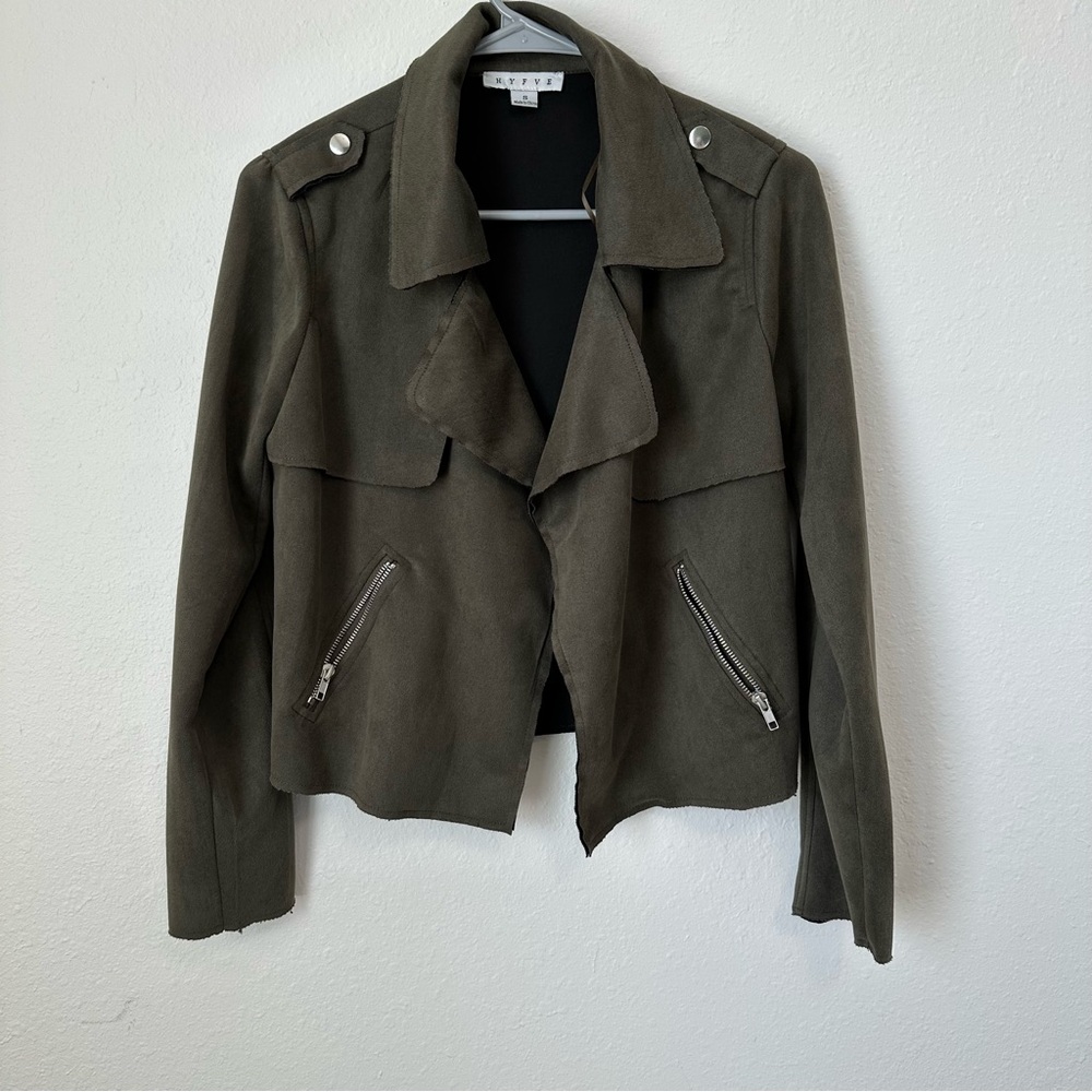 Women’s HYFVE Olive Green Suede Blazer (Small)